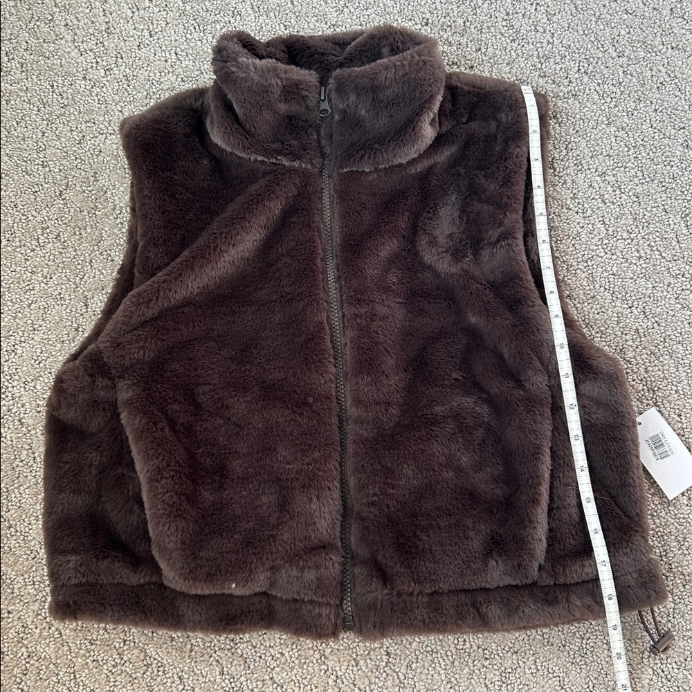 Thread & Supply Mink Faux Fur Vest Fuzzy Chocolate Brown Western Fall Small NEW - Picture 4 of 10